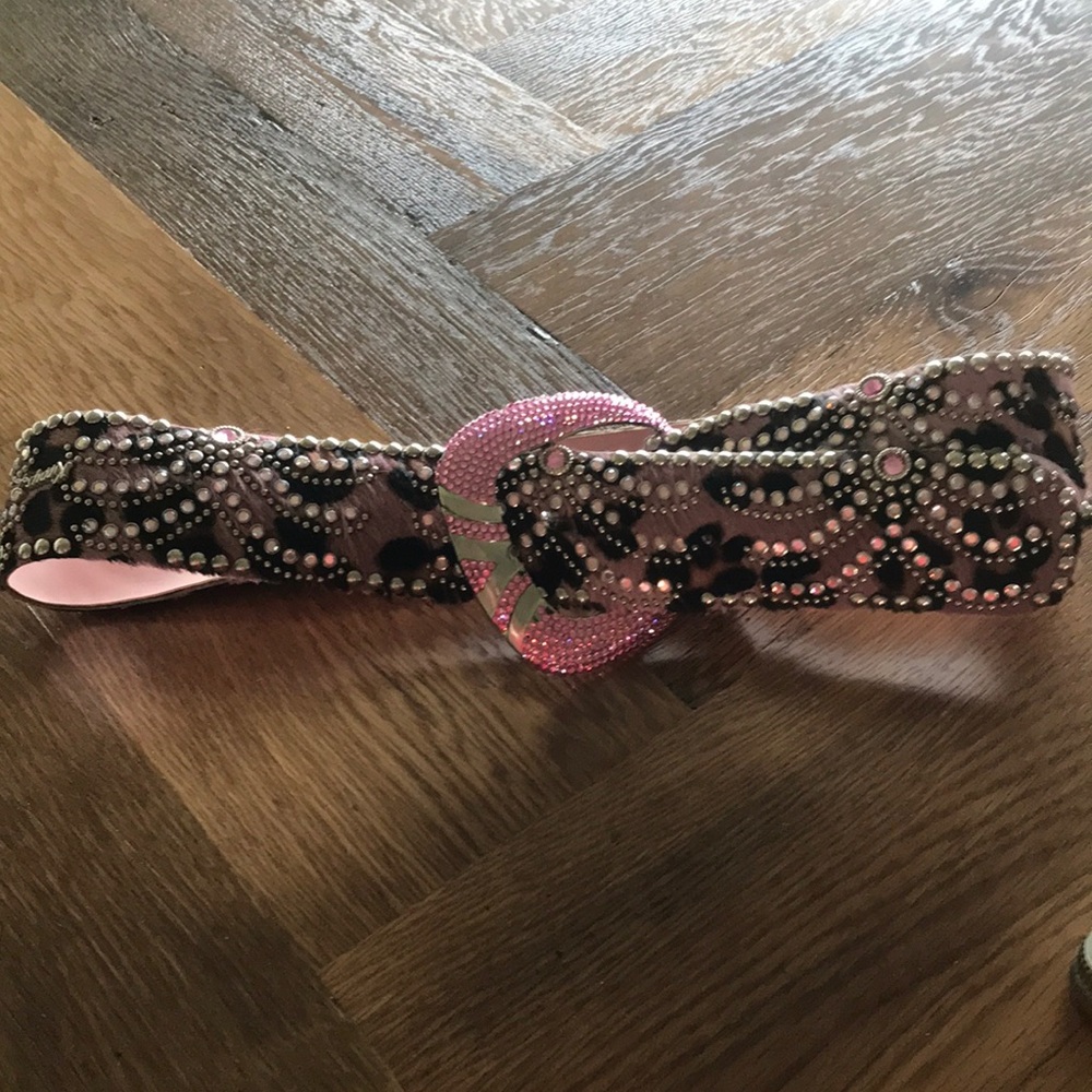 Pink rhinestone bling belt size 34